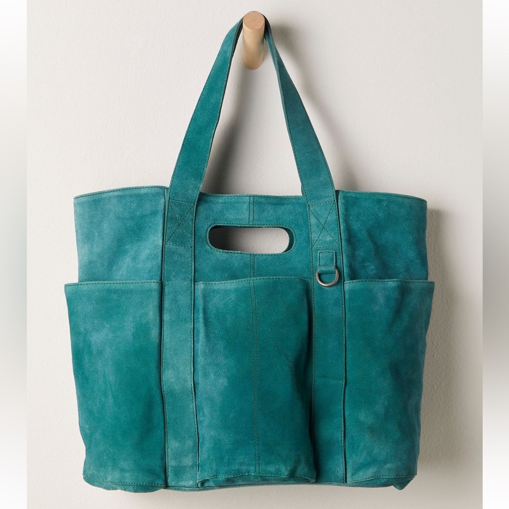 Free People Teal Suede Tote Bag